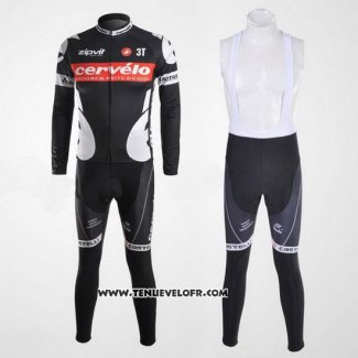 2010 Maillot Ciclismo Castelli Cervelo Blanc et Noir Manches Longues et Cuissard