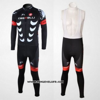 2010 Maillot Ciclismo Castelli Noir et Blanc Manches Longues et Cuissard