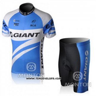 2010 Maillot Ciclismo Giant Blanc et Azur Manches Courtes et Cuissard