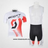 2012 Maillot Ciclismo Scott Blanc et Rouge Manches Courtes et Cuissard