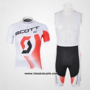 2012 Maillot Ciclismo Scott Blanc et Rouge Manches Courtes et Cuissard