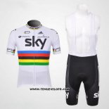 2012 Maillot Ciclismo Sky UCI Mondo Champion Rouge et Blanc Manches Courtes et Cuissard