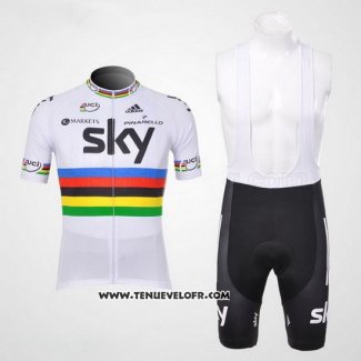 2012 Maillot Ciclismo Sky UCI Mondo Champion Rouge et Blanc Manches Courtes et Cuissard
