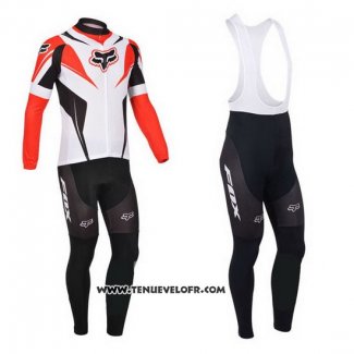 2013 Maillot Ciclismo Fox Blanc et Rouge Manches Longues et Cuissard