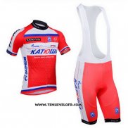 2013 Maillot Ciclismo Katusha Blanc et Rouge Manches Courtes et Cuissard