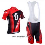 2013 Maillot Ciclismo Scott Noir et Rouge Manches Courtes et Cuissard