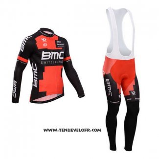 2014 Maillot Ciclismo BMC Noir et Rouge Manches Longues et Cuissard