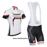 2014 Maillot Ciclismo Castelli Blanc et Orange Manches Courtes et Cuissard