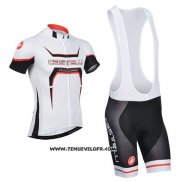 2014 Maillot Ciclismo Castelli Blanc et Orange Manches Courtes et Cuissard