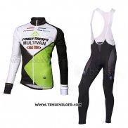 2014 Maillot Ciclismo Multivan Merida Vert et Blanc Manches Longues et Cuissard