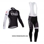 2014 Maillot Ciclismo Trek Factory Racing Noir et Blanc Manches Longues et Cuissard