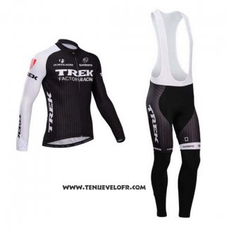 2014 Maillot Ciclismo Trek Factory Racing Noir et Blanc Manches Longues et Cuissard