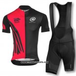 2016 Maillot Ciclismo Assos Rouge et Noir Manches Courtes et Cuissard