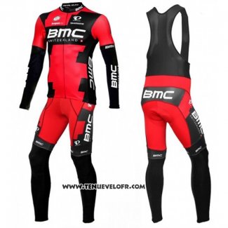 2016 Maillot Ciclismo BMC Noir et Rouge Manches Longues et Cuissard