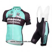 2016 Maillot Ciclismo Bianchi MTB Bleu Clair et Noir Manches Courtes et Cuissard