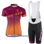 2016 Maillot Ciclismo Femme Scott Rouge et Orange Manches Courtes et Cuissard