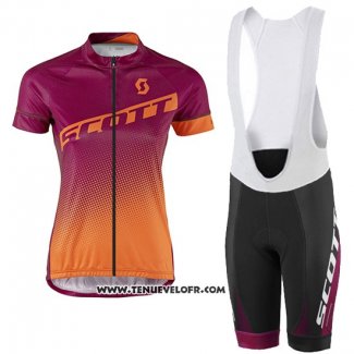 2016 Maillot Ciclismo Femme Scott Rouge et Orange Manches Courtes et Cuissard