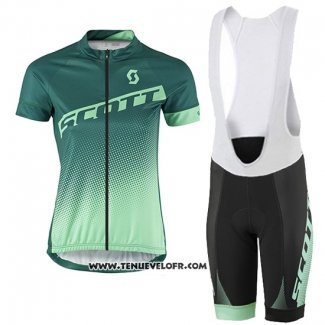 2016 Maillot Ciclismo Femme Scott Vert et Blanc Manches Courtes et Cuissard