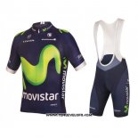 2016 Maillot Ciclismo Movistar Vert et Bleu Manches Courtes et Cuissard