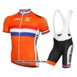 2016 Maillot Ciclismo Pays Bas Orange et Bleu Manches Courtes et Cuissard