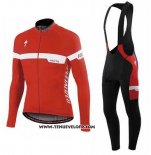 2016 Maillot Ciclismo Specialized Ml Rouge et Blanc Manches Longues et Cuissard