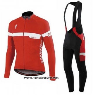 2016 Maillot Ciclismo Specialized Ml Rouge et Blanc Manches Longues et Cuissard