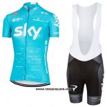 2017 Maillot Ciclismo Femme Sky Azur Manches Courtes et Cuissard