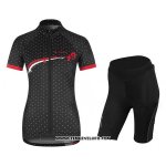 2017 Maillot Ciclismo Femme Vaude Noir et Rouge Manches Courtes et Cuissard