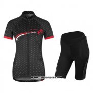 2017 Maillot Ciclismo Femme Vaude Noir et Rouge Manches Courtes et Cuissard