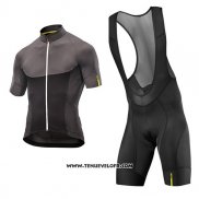 2017 Maillot Ciclismo Mavic Noir et Gris Manches Courtes et Cuissard