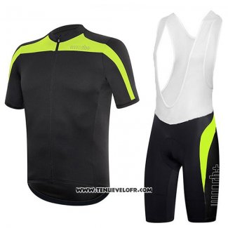 2017 Maillot Ciclismo RH+ Noir et Vert Manches Courtes et Cuissard