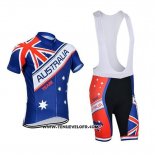 2018 Maillot Ciclismo Australie Bleu et Rouge Manches Courtes et Cuissard