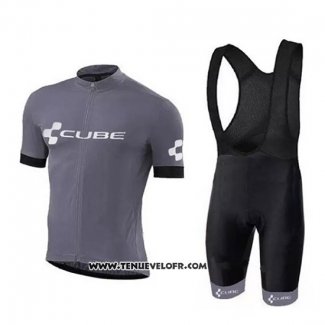 2018 Maillot Ciclismo Cube Gris Manches Courtes et Cuissard