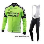 2018 Maillot Ciclismo Euskadi Murias Vert Manches Longues et Cuissard