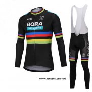 2018 Maillot Ciclismo UCI Mondo Champion Bora Noir Manches Longues et Cuissard