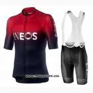 2019 Maillot Ciclismo Castelli Ineos Noir Rouge Manches Courtes et Cuissard