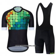 2019 Maillot Ciclismo Etixxl Noir Vert Bleu Manches Courtes et Cuissard