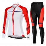 2019 Maillot Ciclismo Femme Mieyco Blanc Orange Manches Longues et Cuissard