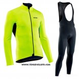 2019 Maillot Ciclismo Northwave Vert Manches Longues et Cuissard