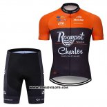 2019 Maillot Ciclismo Roompot Charles Orange Noir Manches Courtes et Cuissard