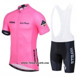 2019 Maillot Ciclismo STRAVA Rose Manches Courtes et Cuissard