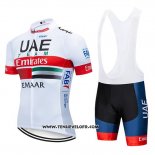 2019 Maillot Ciclismo UCI Mondo Champion UAE Blanc Rouge Manches Courtes et Cuissard