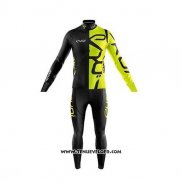 2020 Maillot Ciclismo EKOI Noir Jaune Manches Longues et Cuissard