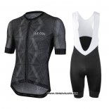 2020 Maillot Ciclismo Le Col Noir Gris Manches Courtes et Cuissard