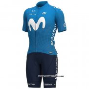 2020 Maillot Ciclismo Movistar Blanc Bleu Manches Courtes et Cuissard