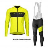 2020 Maillot Ciclismo RC Scott Jaune Noir Manches Longues et Cuissard