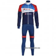 2020 Maillot Cyclisme Direct Energie Profond Bleu Rouge Manches Longues et Cuissard