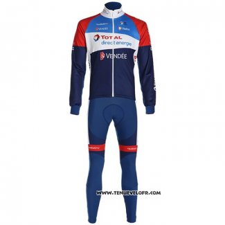 2020 Maillot Cyclisme Direct Energie Profond Bleu Rouge Manches Longues et Cuissard