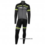 2020 Maillot Cyclisme Nalini Noir Gris Jaune Manches Longues et Cuissard