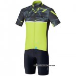2020 Maillot Cyclisme Shimano Jaune Manches Courtes et Cuissard
